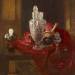 Carved rock crystal ewer and precious objects on red velvet